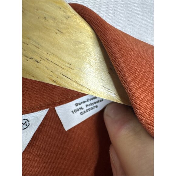 Vintage 70s Capri West Disco Shirt Rust Orange Big Collar Polyester 15.5 M - Picture 5 of 6